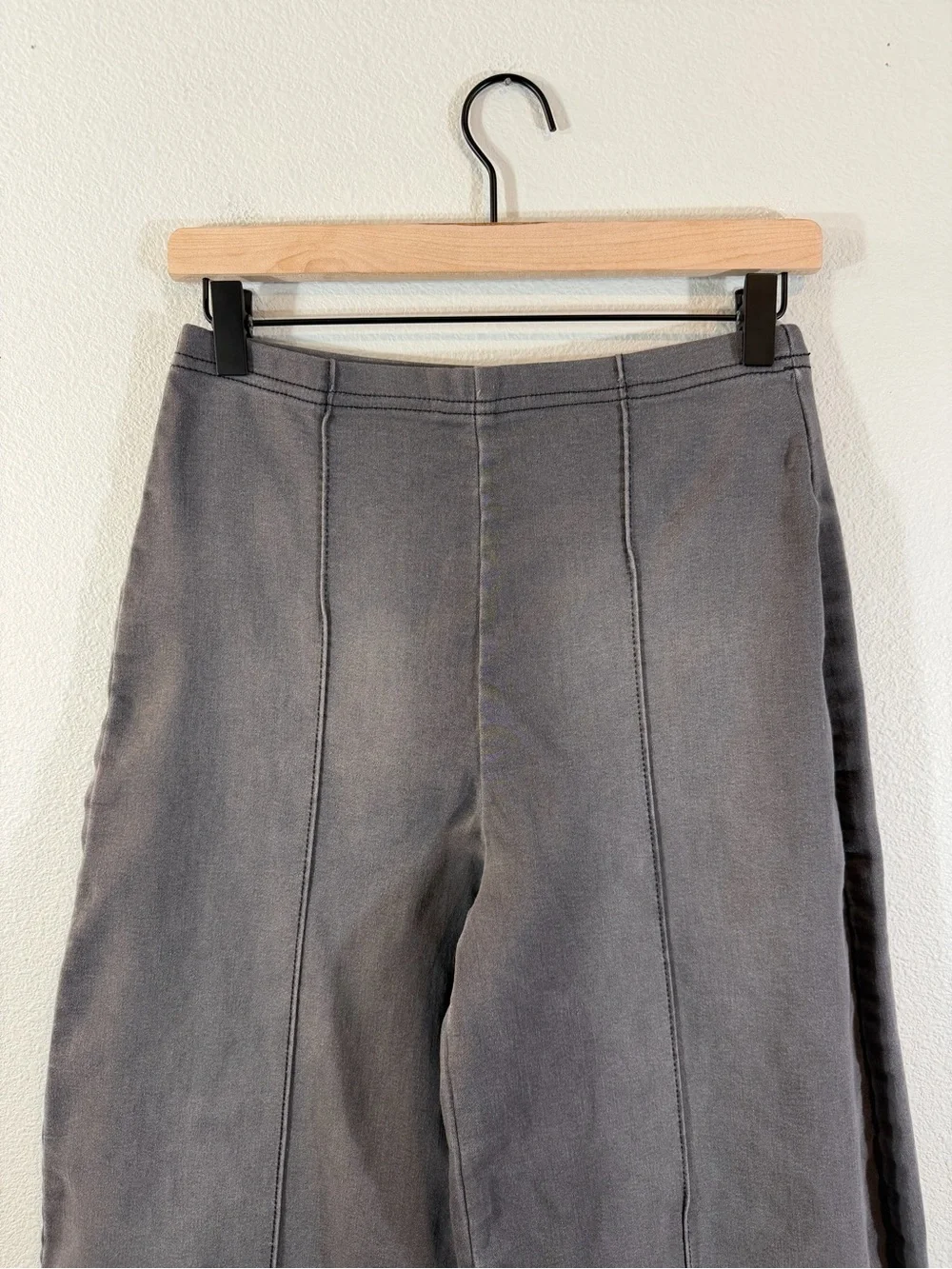 DO by Dee Ocleppo Anna Wide Leg Pull On Jeans S Vintage Black Gray Minimalist